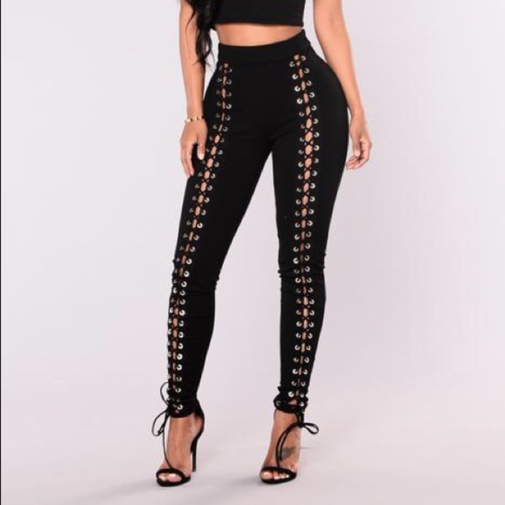 Fashion Nova Lace Up Pants- small-medium